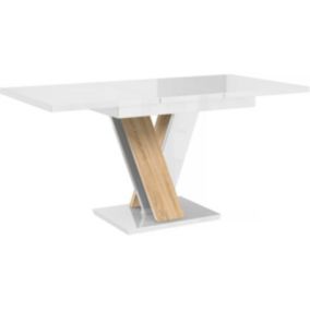 Table repas extensible "Masiv"  120160 x 80 x 75 cm  Blanc brillantSonoma