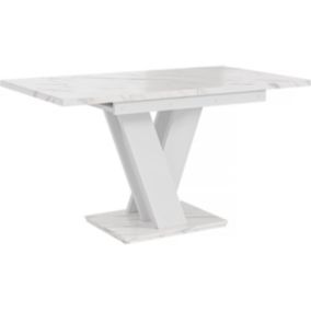 Table repas extensible "Masiv"  120160 x 80 x 75 cm  Effet MarbreBlanc