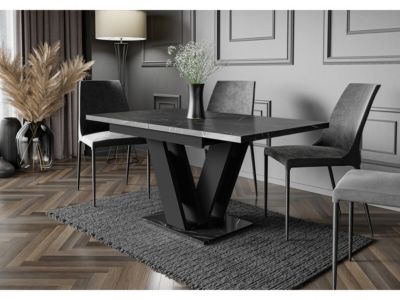 Table repas extensible "Masiv"  120160 x 80 x 75 cm  Effet MarbreNoir