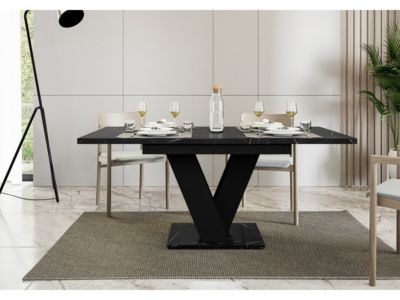 Table repas extensible "Masiv"  120160 x 80 x 75 cm  Effet MarbreNoir