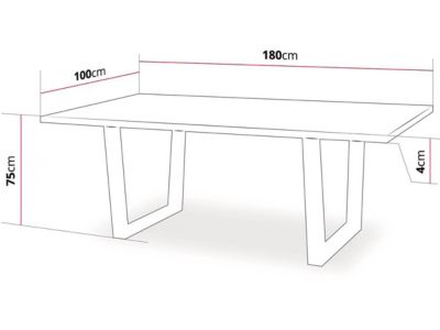 Table repas "Hollywood"  200 x 100 x 76 cm  couleur: Chêne  Noir