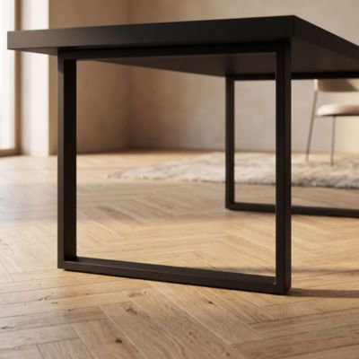 Table repas rectangulaire Frankystar 220x100 cm bois multicouche et acier noir