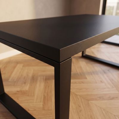 Table repas rectangulaire Frankystar 220x100 cm bois multicouche et acier noir