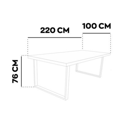 Table repas rectangulaire Frankystar 220x100 cm bois multicouche et acier noir