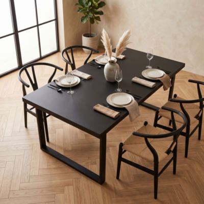 Table repas rectangulaire Frankystar 220x100 cm bois multicouche et acier noir