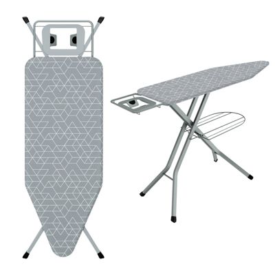 Table à repasser pliable 120 x 45 cm, grise, adaptée aux fers à vapeur, anti-pincement, réglable en hauteur, avec housse 100 % pur