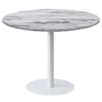 Table ronde 120cm - pied blanc, plateau chêne islande - Restootab