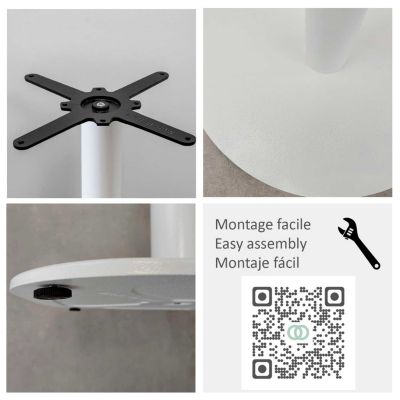 Table ronde 120cm - pied blanc, plateau chêne islande - Restootab