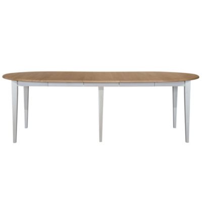 Table ronde 6 pieds fuseau D105 + 3 rallonges bois blanc  - VICTORIA