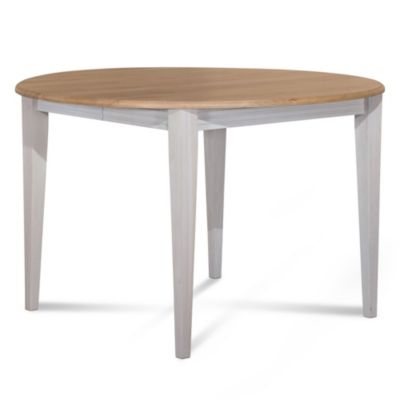Table ronde 6 pieds fuseau D105 + 3 rallonges bois blanc  - VICTORIA
