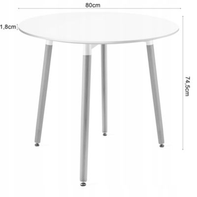 Table ronde blanche VALORA KAMI 80 avec 4 chaises grises RIXK