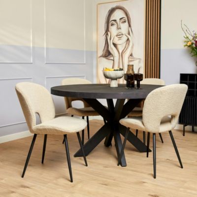 Table ronde bois noir à pied central 120 cm RIVANO | Castorama