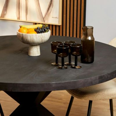 Table ronde bois noir à pied central 130 cm RIVANO | Castorama