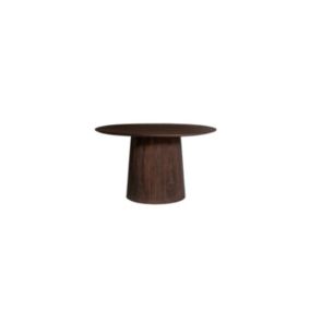 Table ronde collection RIMBAUD effet bois brun foncé diamètre 130 cm