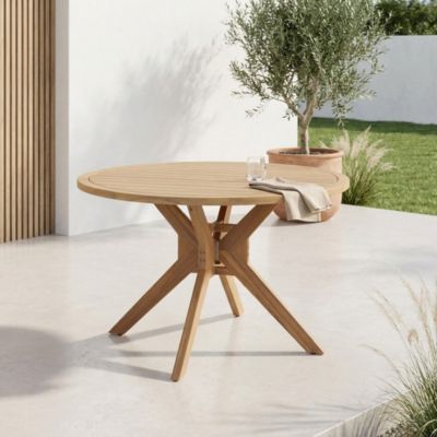 Table ronde de jardin bois d'acacia 6 places naturel - Avena
