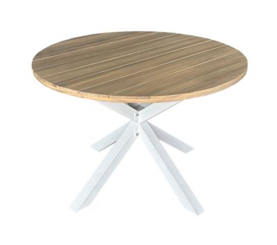 Table ronde de jardin Oria aluminium et bois d'acacia ⌀111,5 x H.74 cm Proloisirs