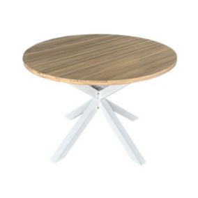 Table ronde de jardin Oria aluminium et bois d'acacia ⌀111,5 x H.74 cm Proloisirs