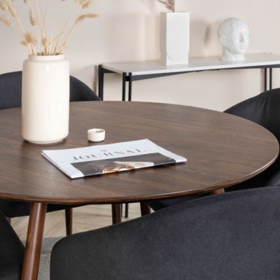 Table ronde en MDF et acier Plaza 100 cm Noyer