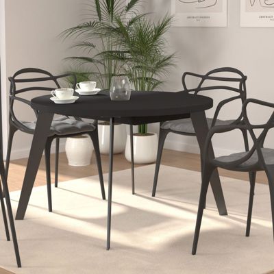 Table ronde extensible 110 à 155 cm noir pieds métal - VANESSA