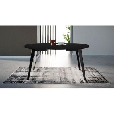 Table ronde extensible 110 à 155 cm noir pieds métal - VANESSA