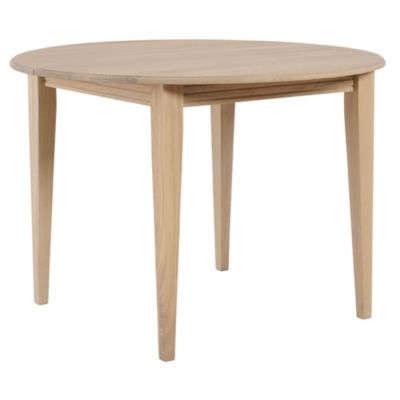 Table ronde extensible chêne blanchi 4/6 places D115 pieds fuseau ...