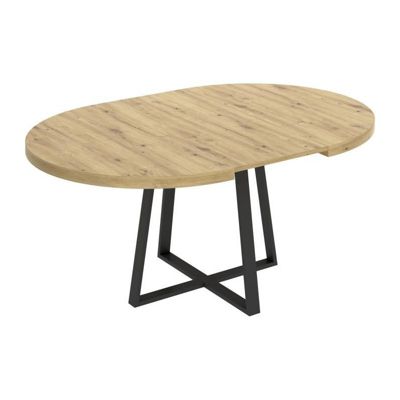 Table ronde extensible DUNA - 4 a 6 personnes - Décor chene - L110 x ...