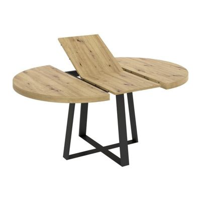 Table ronde extensible DUNA - 4 a 6 personnes - Décor chene - L110 x ...