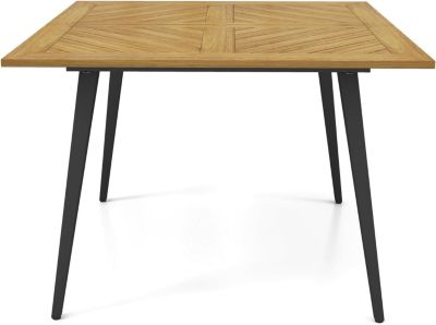 Table Salle à Manger Jardin Exterieur 4 Personnes, Bois d'Acacia pour avec Trou et en Métal, pour Balcon, 107x75CM, Charge 75KG