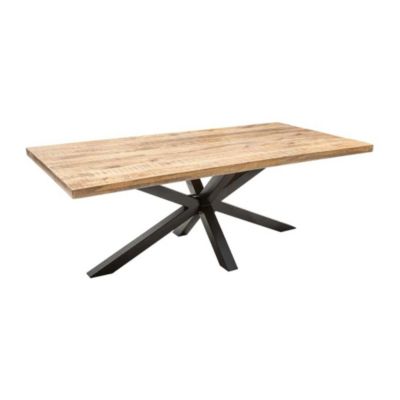 Table SOLARA 160 cm  Plateau en bois de manguier verni et structure en métal noir  Design industriel et charme unique