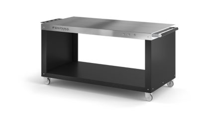Table support sur roulette pour four à pizza en acier Inox Long 180CM ...