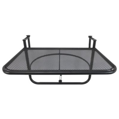 Table suspendue pour balcon dim. 60L x 56,5l cm hauteur réglable 3 niveaux métal époxy noir