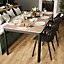 Table Thilia GoodHome aluminium et duraboard® mat noir bois brut L.206 x l.88.7 x H.75cm