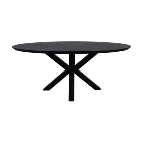 Table top Zurich oval - 220x110 cm - black Swiss Edge - Acacia wood