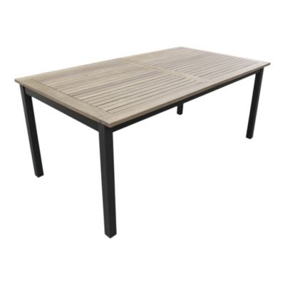 Table Toscana GoodHome aluminium et bois d'acacia mat naturel et noir L.240 x l.100 x H.75cm