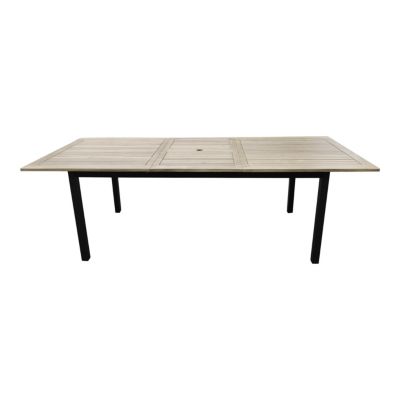 Table Toscana GoodHome aluminium et bois d'acacia mat naturel et noir L.240 x l.100 x H.75cm