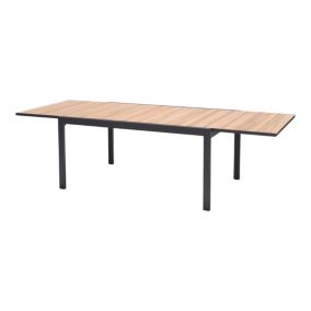 Table Vao GoodHome aluminium mat gris foncé bois brut L.262.9 x l.99.8 x H.75cm
