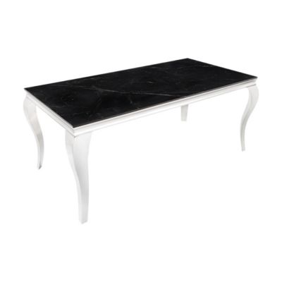 Table VELENA  Rectangulaire 180 cm  Plateau pierre frittée et acier chromé  Style baroque