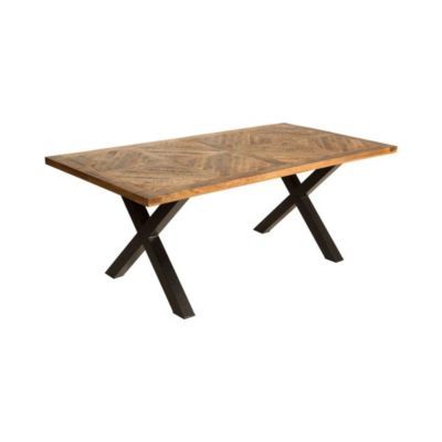 Table ZAREL 200 cm  Plateau en bois massif de manguier et métal noir