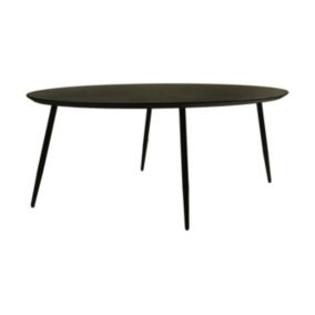 Table Zurich ovale bord suisse Pieds Ventura- 180x100x76 - Noir - Acacia-métal