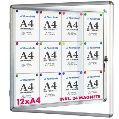 Tableau affichage mural intérieur Vitrine 94 x 98 cm 12 x A4 Avec 24 aimants