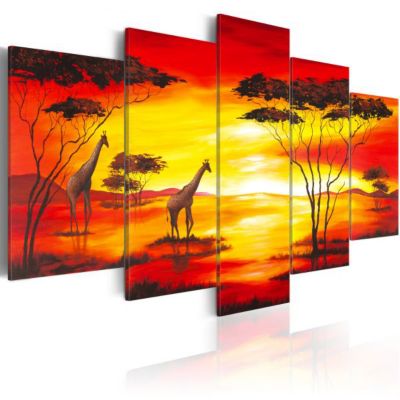 Tableau africain et ethnique Girafes au coucher du soleil 100x50 cm