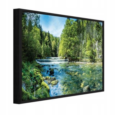 Tableau avec cadre Impression Sur Toile Forêt Rivière Vert - 60x40 cm - Tableau avec cadre Chambre et salon