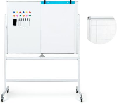 Tableau Blanc 90x120CM Hauteur Reglable Double Face Tableau Blanc Magnetique Rotatif