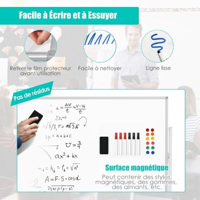 Tableau Scolaire 3 En 1 En Bois – Ardoise Craie + Tableau Blanc Magnétique + Rouleau Papier, Réglable En Hauteur, Avec Rangements
