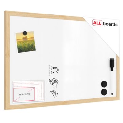Tableau Blanc Magnétique Effaçable à Sec avec Cadre en Bois 60x40cm