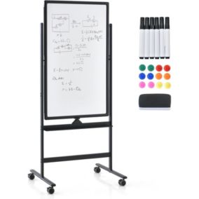 Tableau Blanc Roulant Magnetique 60x100cm avec Hauteur Reglable Double Face Effacable Noir