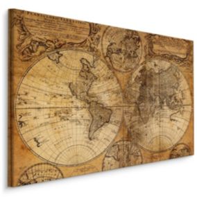 Tableau Carte Du Monde Vieux Vintage 120cm x 80cm  - Parfait pour décorer votre salon, chambre ou bureau avec un design unique et