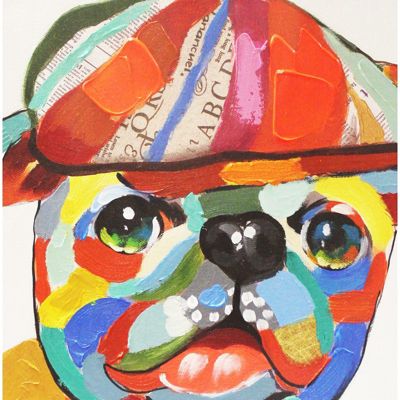 Tableau chien carlin beret pop art culture 50x50 cm - CHARLY