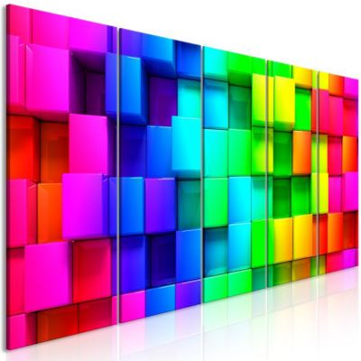 Tableau Colourful Cubes (5 Parts) Narrow 200x80 cm