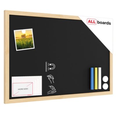 Tableau à Craie Noir Magnétique avec Cadre en Bois 60x40cm